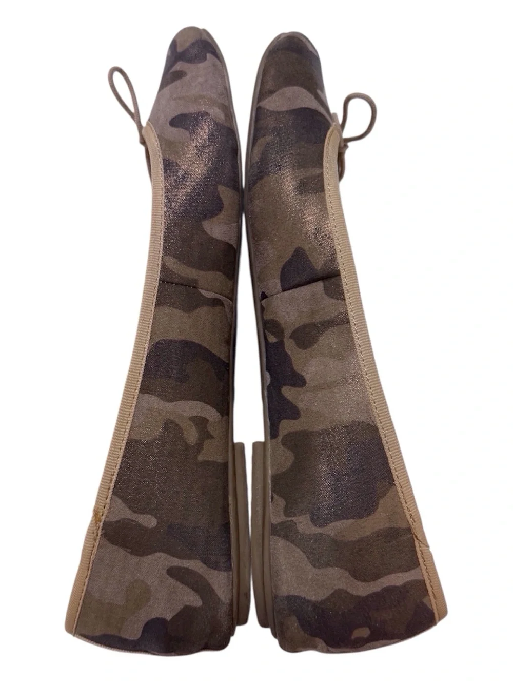 Lands' End Glistening Camo-Look Ballet Flats Metallic Sheen Size 9